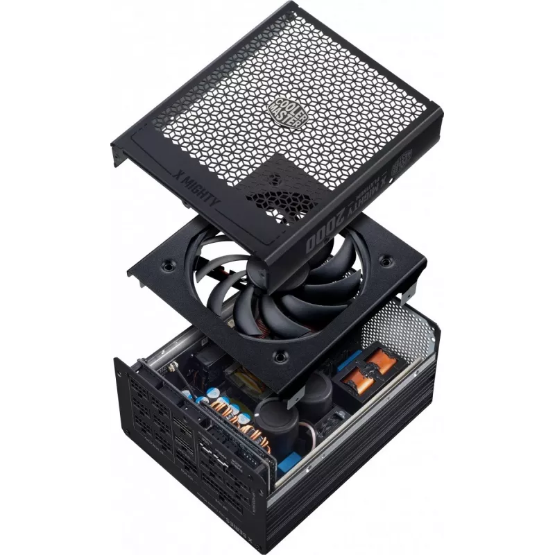 Barošanas bloks Cooler Master X Mighty Platinum 2000W 230V, ATX 24-pin, 80 PLUS Platinum, melns, 120 mm ventilators