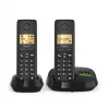 Bezvadu analogais/DECT telefons Gigaset PURE 100A Duo — 2 klausules, skaļrunis, zvanītāja ID, 1,5 collu displejs, melns