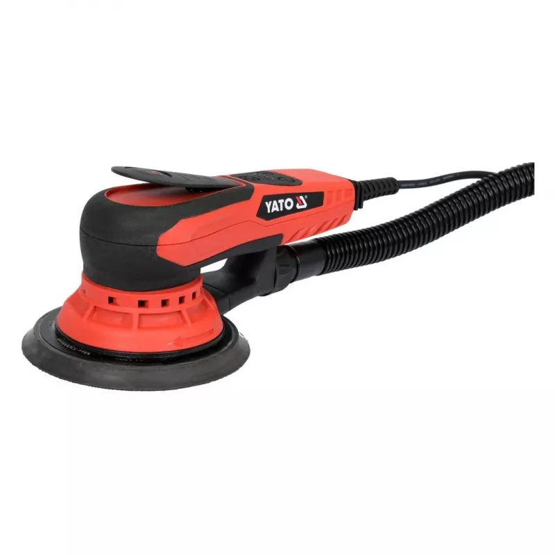 Ekscentriskais slīpētājs YATO YT-82206 — 350 W, 150 mm disks, 5 mm ekscentricitāte, 4 000–10 000 apgr./min, 3 m kabelis