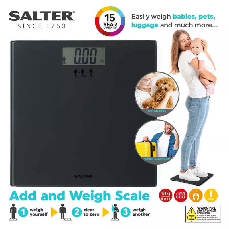 Salter SA00300 GGFEU16 Pievieno un Svēr Melns