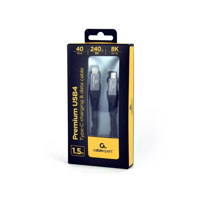 USB-C uz USB-C kabelis GEMBIRD CCBP-USB4-CMCM240 1,5 m, USB4 Gen 3x2, 40 Gbit/s, 240 W, melns