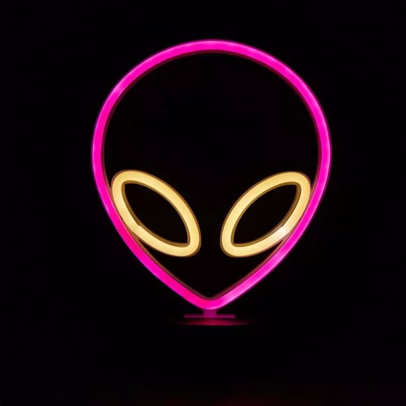 Galda lampa MANTA SNL86PK Style Neon Lights UFO Pink – dekoratīva neona stila rozā lampa