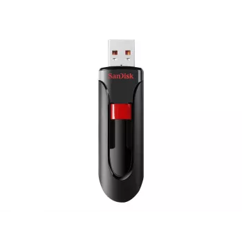 USB zibatmiņa SANDISK Cruzer Glide 32 GB USB Type-A 2.0, bīdāms dizains, paroles aizsardzība, melns/sarkans