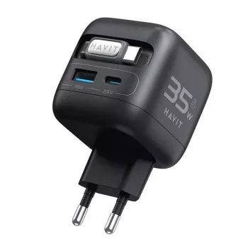GaN ceļojumu lādētājs Havit UC250 A-EU 20V 1xUSB-C 0,7m melns
