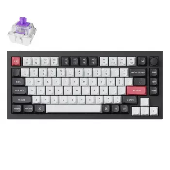 Mehāniskā tastatūra Keychron Q1 HE RGB ar karsto nomaiņu, bezvadu, ogles melna