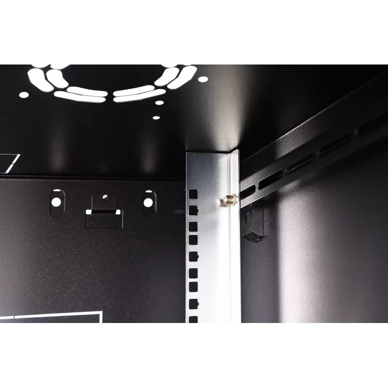 Pie sienas stiprināms 19 collu plaukta skapis DIGITUS Dynamic-N DN-37103 — 7U, 600x600 mm, IP20, nekomplektēts, melns