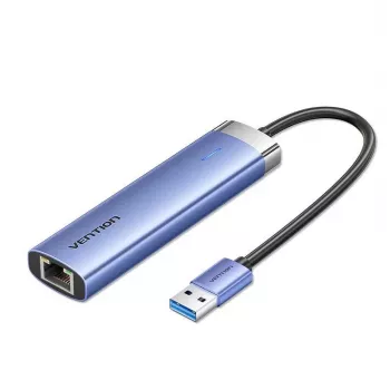 Vention TGFSB USB 3.2 Gen 1 (3.1 Gen 1) Type-A 5-portu centrālmezgls ar Gigabit RJ-45 un USB-C, zils
