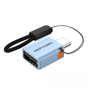 USB-C uz USB-A adapteris Vention CUBH0, USB 3.1, 5 Gbit/s, 3 A, alumīnija korpuss, pelēks