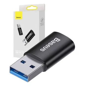 Adapter Baseus Ingenuity USB Type-A (sievietes) uz USB Type-C (vīriešu) 10 Gbit/s, melns, 14×22×8 mm