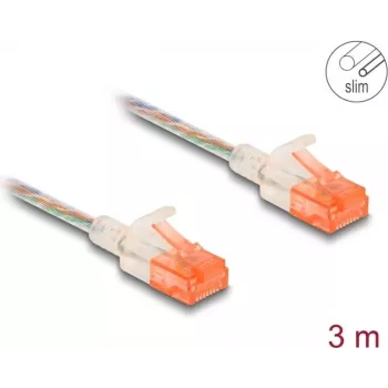 Tīkla kabelis DeLOCK RJ45 Cat.6A U/UTP plāns 3m Caurspīdīgs