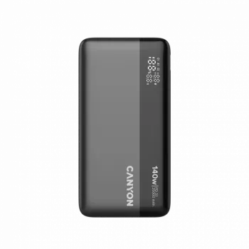 CANYON Power Bank PB-240, 25000mAh PD140W displeja jaudas banka, Izmērs 160,0x82x27 mm Svars 508±10 g, Tumši pelēka