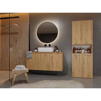 Vannas istabas uzglabāšanas skapis Top e shop NEL 1K DK ART KPL, ozolkoka rāmis, 600×300×1740 mm, 5 plaukti, brīvi stāvošs