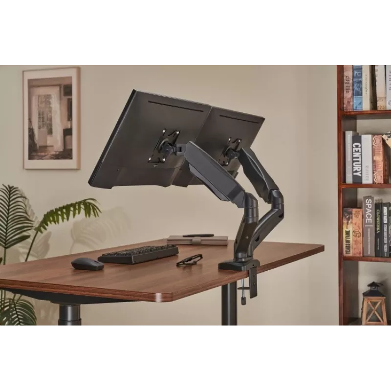 Monitora roka up up Ekonomiskais Interaktīvais Līdzsvara Divkāršais Monitora Roka Matēta Melna VESA 75x75/100x100