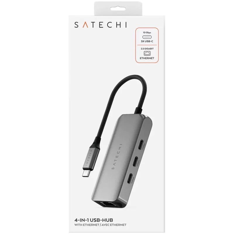 Satechi dokstacija 4-in-1 ST-H3C25EM USB-C 3.2 Gen2 Pelēka (ST-H3C25EM)