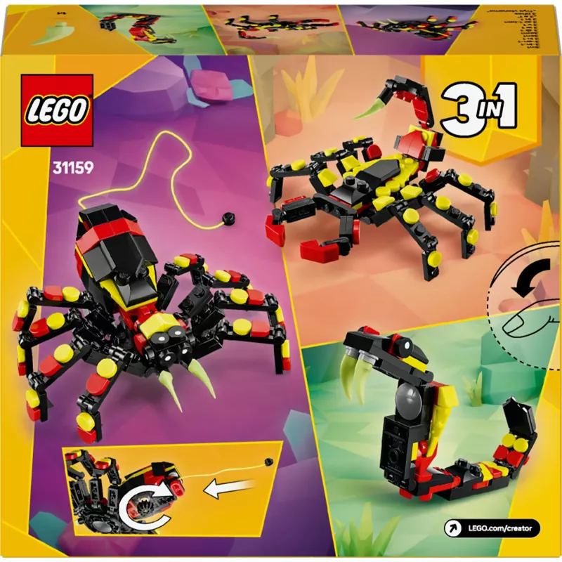 LEGO Creator 3-in-1 būvējams zirnekļa modelis 31159 — 153 gab., vecums 7+, 110×150×50 mm