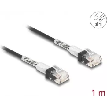 Tīkla kabelis DeLOCK RJ45 Cat.6A UTP plāns 1 m melns