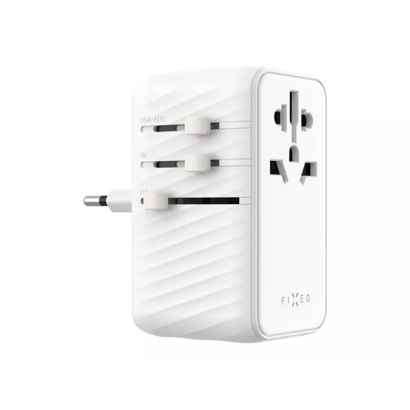 Fiksēts | Voyager 85W ceļojumu adapteris ES, Lielbritānijas un ASV/AUS kontaktligzdām, ar 4xUSB-C un 1xUSB izeju | Adapteris