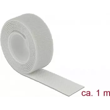 Āķa un cilpas stiprinājuma lente DELOCK 18278 — pelēka, 20 mm × 1 m, 1 gab.