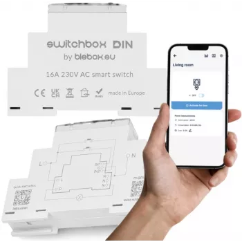 Releja modulis bleBox Switchbox 36806 — 8 kanālu DIN-sliedes releja bloks