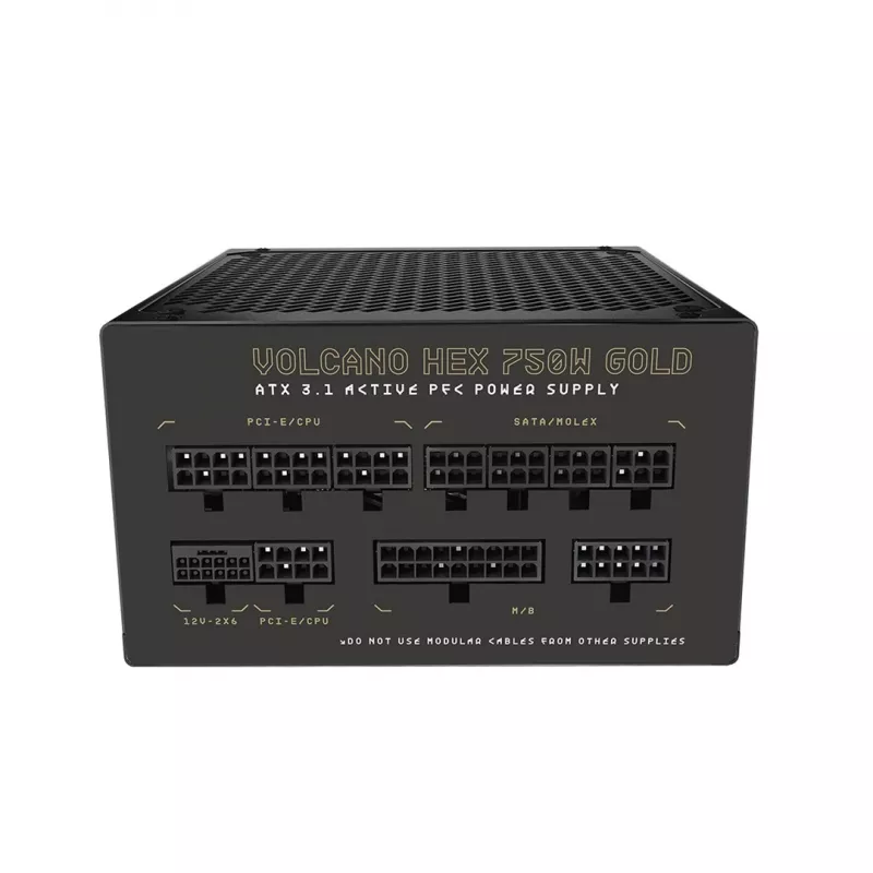 Barošanas bloks MODECOM VOLCANO HEX GOLD 750W, 80 PLUS Gold, ATX 3.1, modulārs, 14 cm ventilators