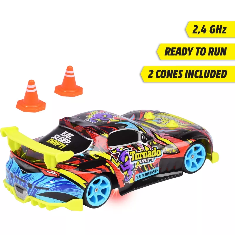 Ar vadību vadāma automašīna Dickie Tornado Drift RTR 2.4 GHz — gatava braukšanai drift automašīna