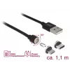 USB kabelis DeLOCK 85723 USB 2.0 1.1m USB A USB C/Micro-USB B Melns