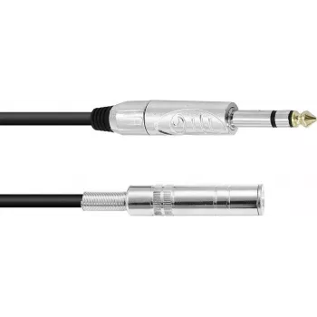 Audio kabelis Omnitronic 6.3 mm stereo ligzdas pagarinātājs, 3 m, melns