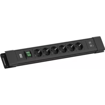 Barošanas sloksne Bachmann CONNECTUS BM005922 — 6×CEE7 rozetes, 1×USB-A 22W, 2,0 m kabelis