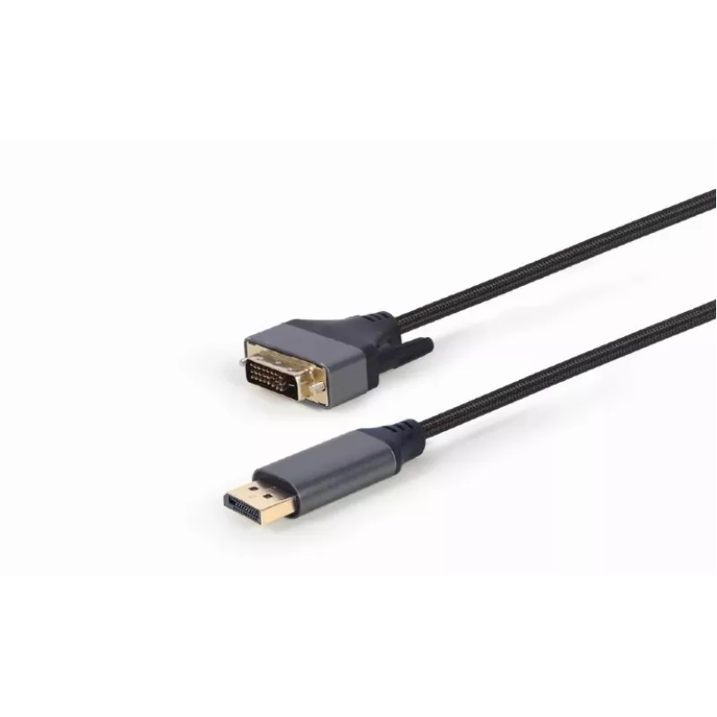 Video kabeļa adapteris Gembird CC-DPM-DVIM-4K-6 — DisplayPort uz DVI, 1,8 m, 4K, melns
