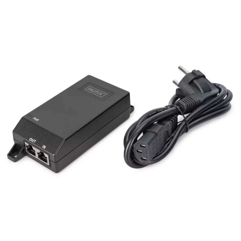 Digitus Gigabit Ethernet PoE+ ievadītājs 802.3at 30 W melns
