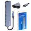 USB Type-C centrālmezgls SAVIO AK-82 ar HDMI, MicroSD, USB 3.2 Gen1, PD caurlaidi, 4K@30Hz, 5000 Mbit/s, melns