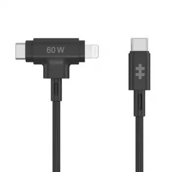 HYPER HyperJuice USB kabelis USB 2.0 1,5 m USB C USB C/Lightning Melns