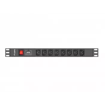 Lanberg PDU-08I-0200-C20-BK Strāvas sadales bloks (PDU) 1U melns 8 maiņstrāvas izejas (PDU-08I-0200-C20-BK)