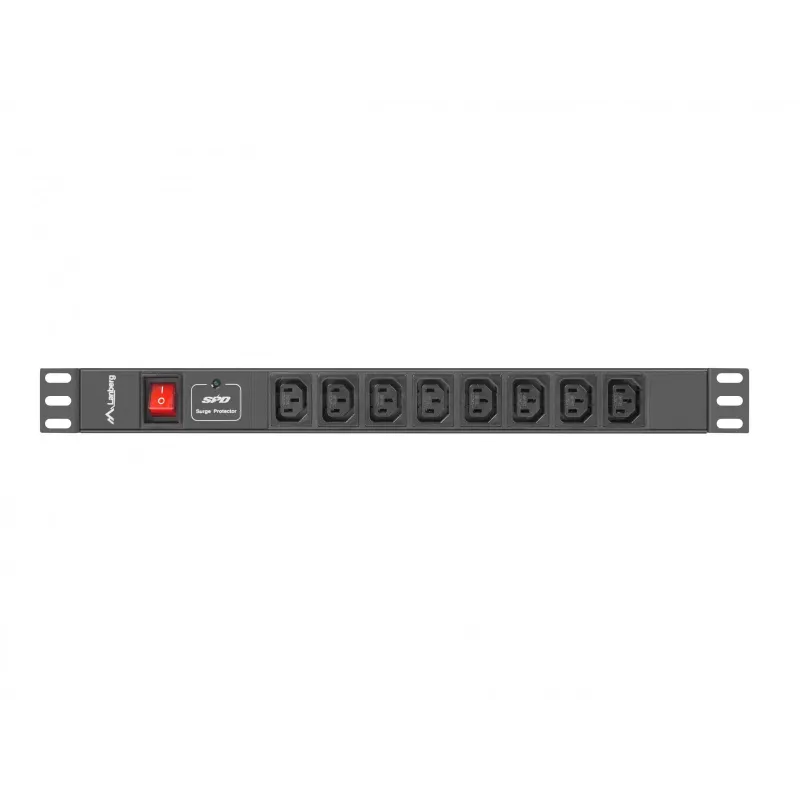 Lanberg PDU-08I-0200-C20-BK Strāvas sadales bloks (PDU) 1U melns 8 maiņstrāvas izejas (PDU-08I-0200-C20-BK)