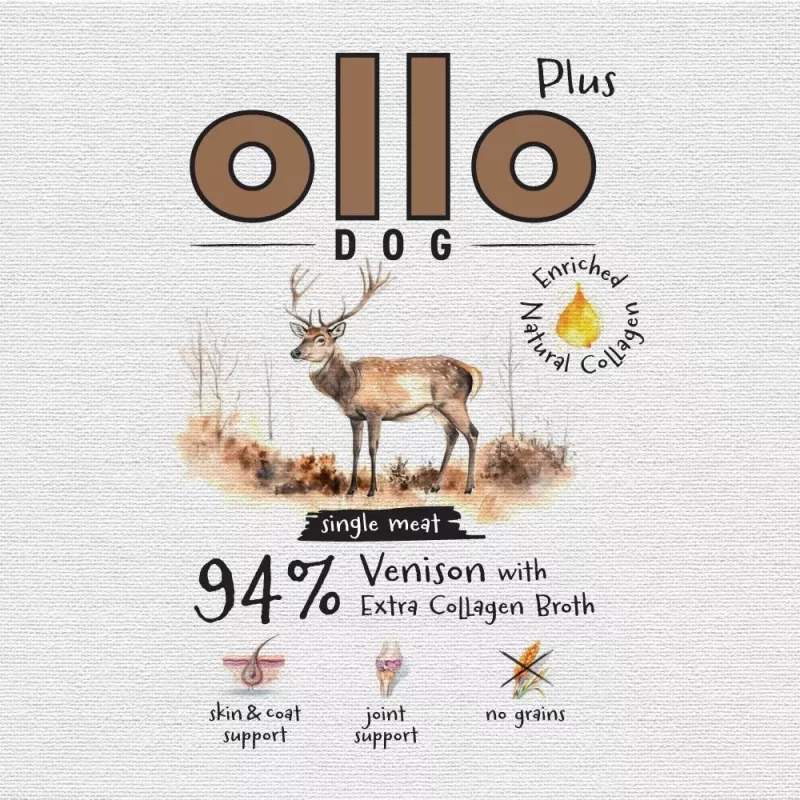 Ollo Plus Kolagen Venison 400g suņu barības kārba
