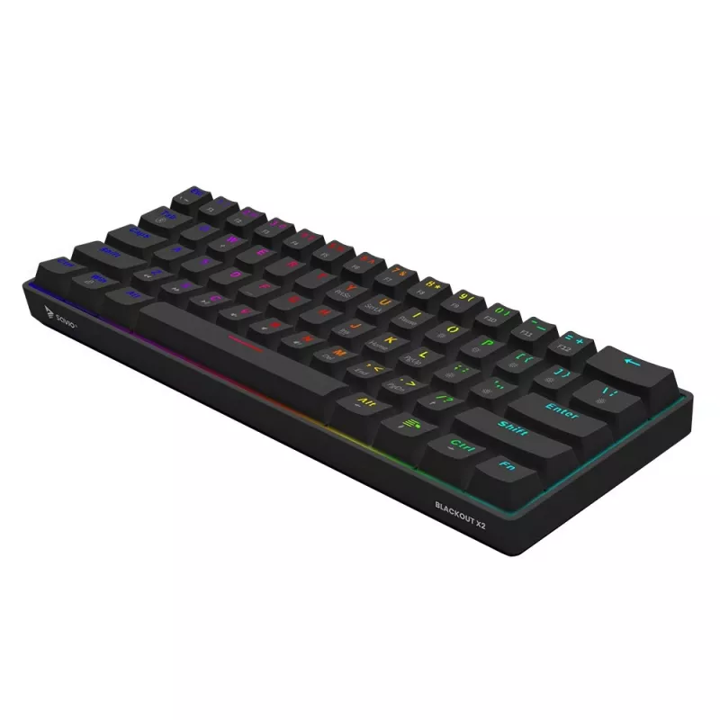Mehāniskā spēļu tastatūra SAVIO MelnsOUT X2 BROWN 61 taustiņi 60% USB QWERTY RGB Outemu Brown