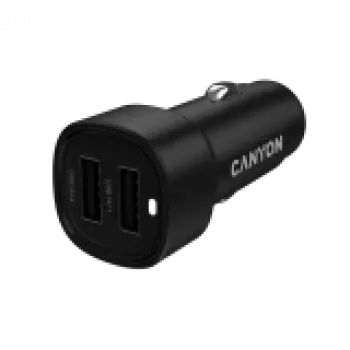 CANYON autolādētājs OnDrive 24 24W 2xUSB-A Melns