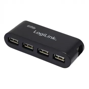 USB 2.0 centrmezgls ar 4 portiem un barošanas bloku, melns