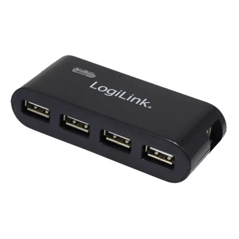 USB 2.0 centrmezgls ar 4 portiem un barošanas bloku, melns