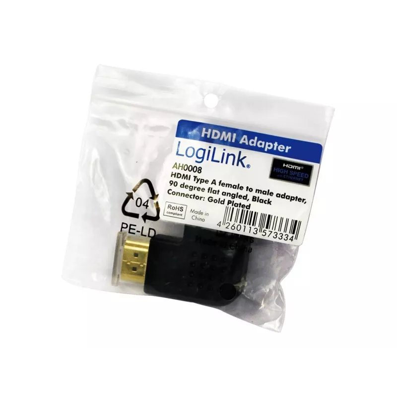 HDMI apgriezta dzimuma adapteris LOGILINK AH0008 — HDMI uz HDMI, melns, zeltīti kontakti