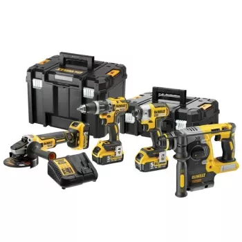 Instrumentu komplekts DeWalt DCK422P3T-QW bezvadu kombinācija 18V 5Ah (3 baterijas), urbjmšīna/skrūvgriezis DCD796, rotējošais āmurs, 4 cm koks, 1,3 cm tērauds