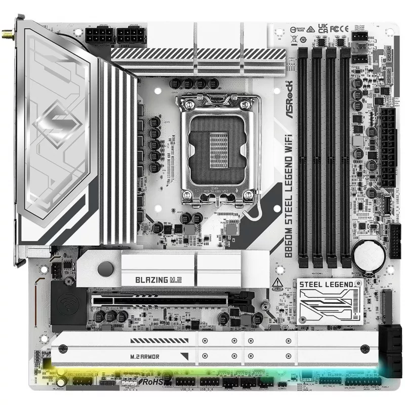 Mātesplate ASRock B860M Steel Legend WiFi — Intel B860, LGA 1851, micro‑ATX, DDR5, 4 DIMM, Wi‑Fi 6E, 2.5GbE