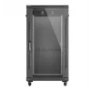 19 collu statīva skapis LANBERG 22U 600x1000 mm, melns, stikla priekšējās un aizmugurējās durvis