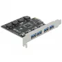 Delock PCI Express x1 karte ar 4 ārējiem USB Type-A ligzdām SuperSpeed USB