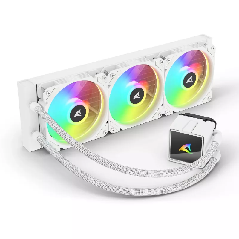 Viss-vienā CPU ūdens dzesētājs Sharkoon S60 ARGB balts 360mm radiators