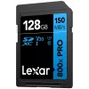 SDXC atmiņas karte Lexar 128GB UHS-I 800xPRO Class 10 U3 V30 — 150 MB/s lasīšana, 45 MB/s rakstīšana, melna