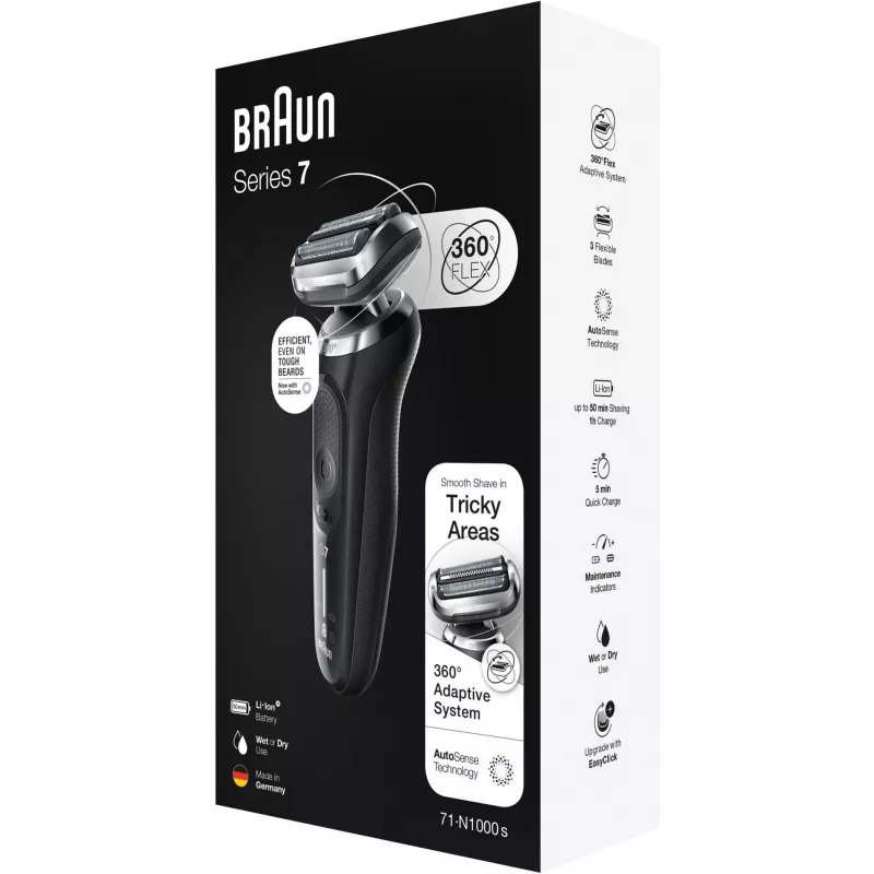 Braun Series 7 71-N1000s folijas skuveklis, melns