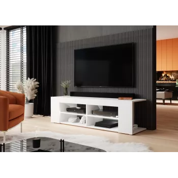 Cama TV skapis RTV TEXAS 50/134/40 balts/balts glancēts
