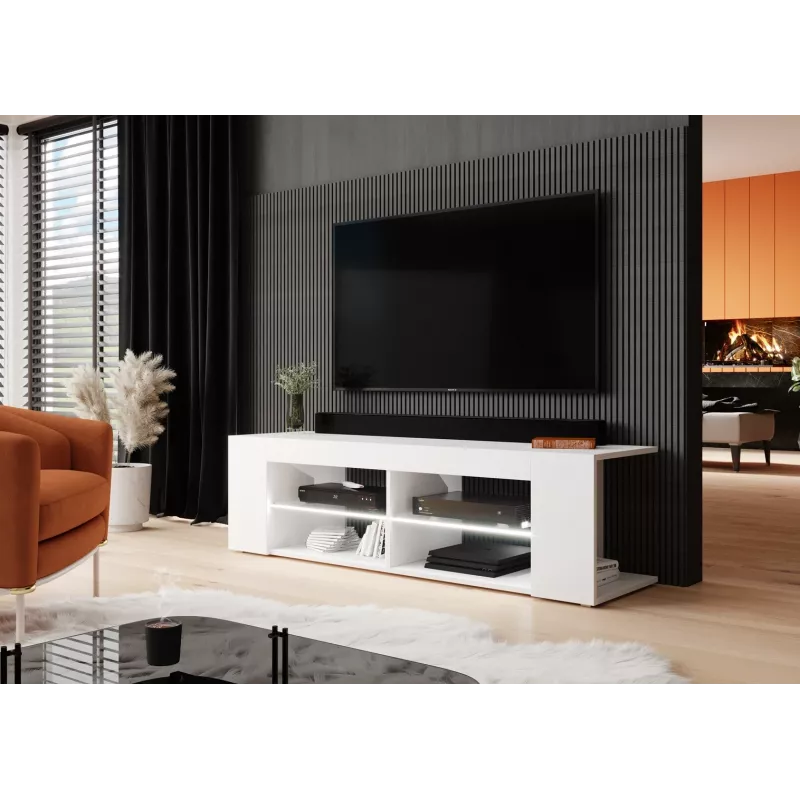 Cama TV skapis RTV TEXAS 50/134/40 balts/balts glancēts