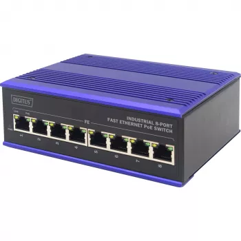 ASSMANN Electronic DN-650108 tīkla slēdzis Fast Ethernet (10/100) Power over Ethernet (PoE) Melns, Zils